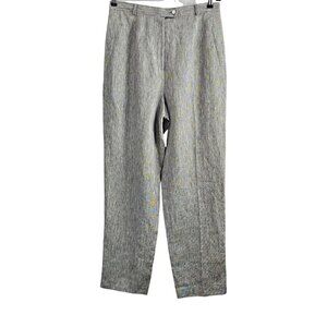 Austin Reed New 100% Linen High Waist Black And White Flat Front Chino Pants